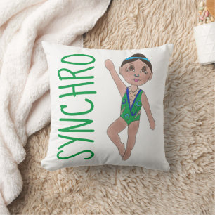 Synchronised Swimming Green Synchro Swimmer Girl Cushion