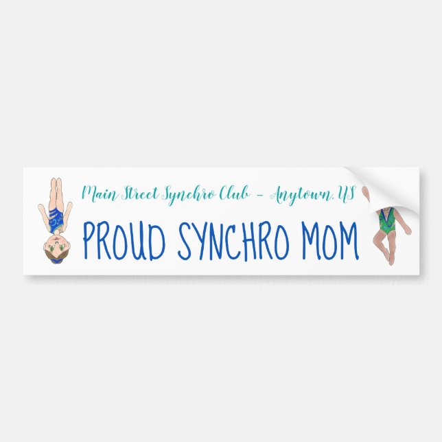 Synchronised Swimming Swim Team Proud Synchro Mum Bumper Sticker (Front)