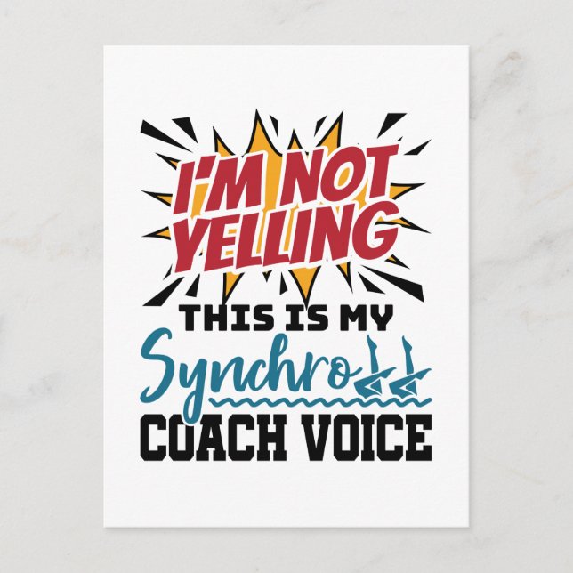 Synchronised Swimming Synchro Coach Voice Postcard (Front)