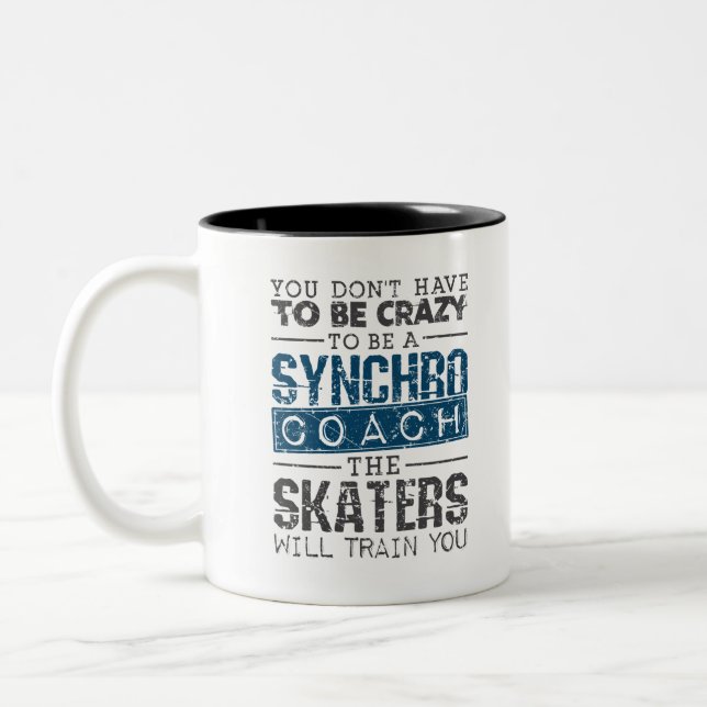 Synchronized Skating Coach Crazy Two-Tone Coffee Mug (Left)