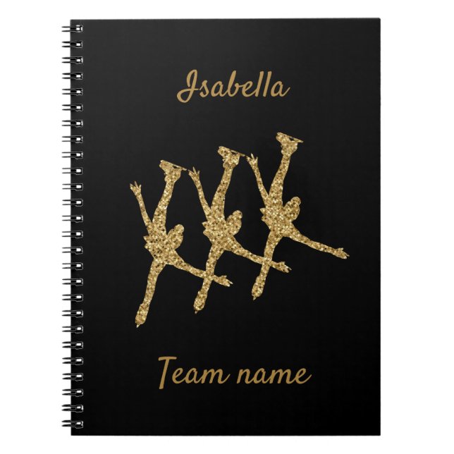 Synchronized skating notebook line gold glitter (Front)