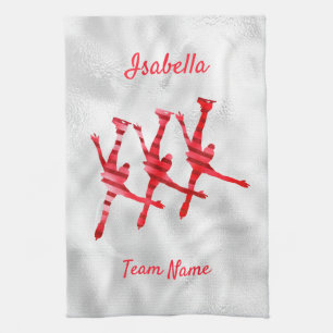 Synchronized skating towel arabesque red