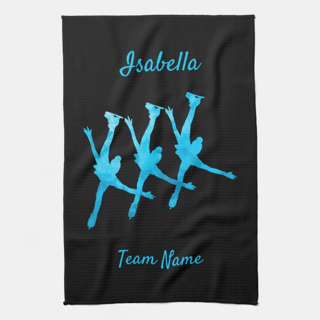 Synchronized skating towel arabesque turquoise (Vertical)
