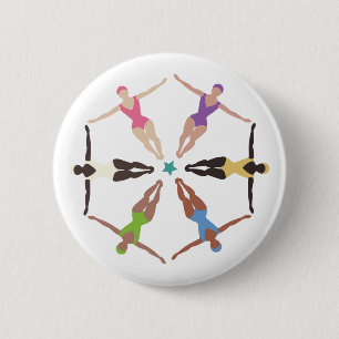 Synchronized Swimmers 6 Cm Round Badge