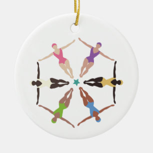 Synchronized Swimmers Ceramic Ornament