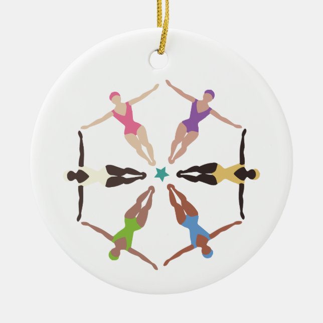 Synchronized Swimmers Ceramic Ornament (Front)