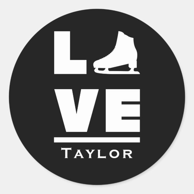 Synchronous Love And Live Figure Skating Name Text Classic Round Sticker (Front)