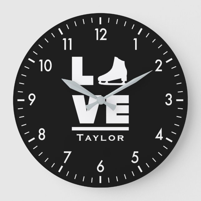 Synchronous Love And Live Figure Skating Name Text Large Clock (Front)