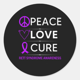 Syndrome Awareness Peace Love Cure Purple Ribbon  Classic Round Sticker