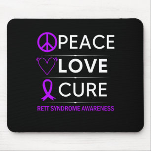 Syndrome Awareness Peace Love Cure Purple Ribbon Mouse Pad