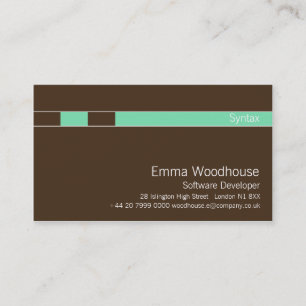 Syntax Chocolate Brown & Aquamarine Business Card