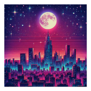 Synth City Skyline Poster