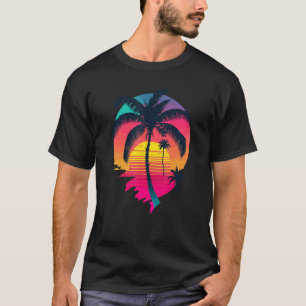 Synth Island Sunset Synthwave Aesthetic Palm Tree T-Shirt