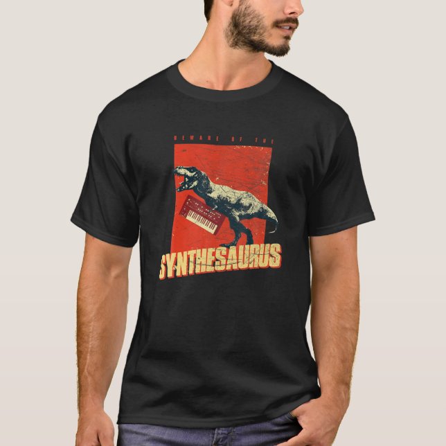 Synthesaurus Analog Synth Techno Synthesizer ADSR T-Shirt (Front)