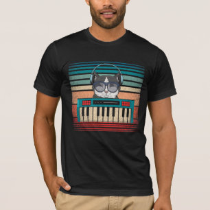 Synthesizer Keyboard Music Producer Cat Lover T-Shirt