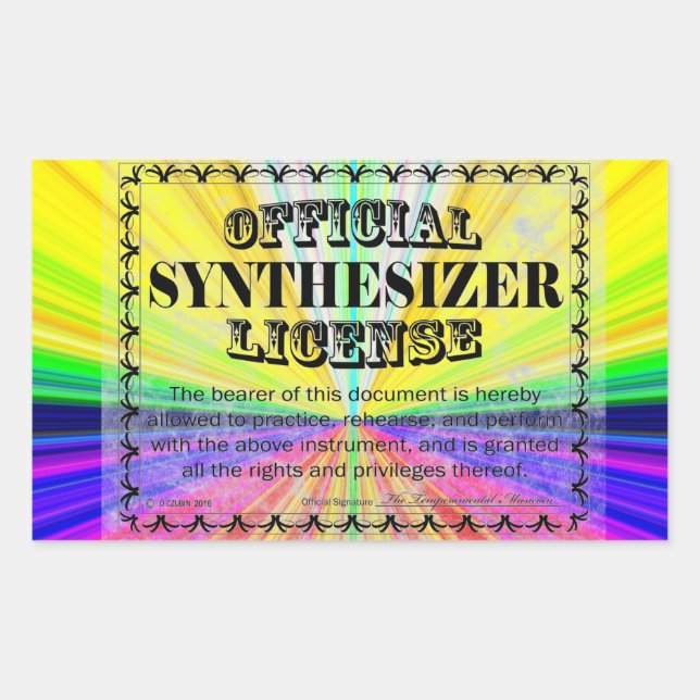 Synthesizer License Rectangular Sticker (Front)