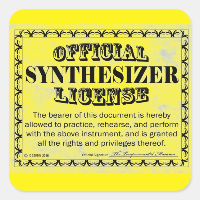 Synthesizer License Square Sticker (Front)