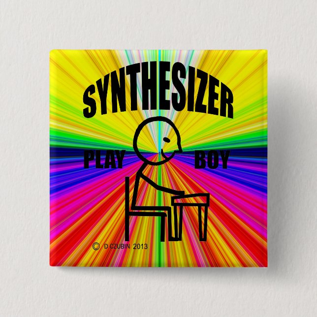 Synthesizer Play Boy 15 Cm Square Badge (Front)