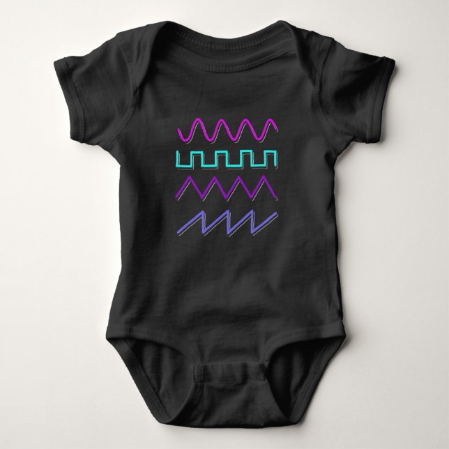 Synthesizer Waveform Synth Rave Analogue Music Baby Bodysuit (Front)