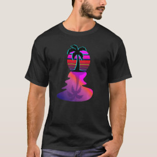 Synthwave 80s Island Palm Tree Aesthetic Design T-Shirt