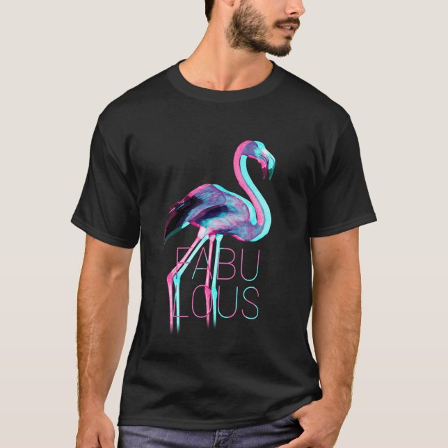 Synthwave Aesthetic Flamingo Vaporwave Design T-Shirt (Front)