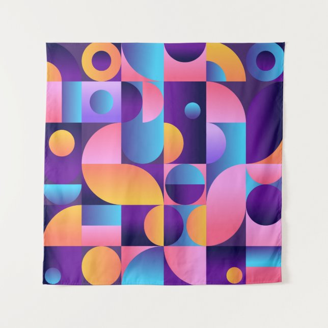 Synthwave Bauhaus Neon poster #1 dark purple-pink Tapestry (Front)