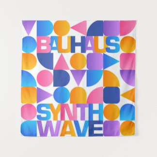 Synthwave Bauhaus Rainbow poster #1 (pink-blue-yel Tapestry
