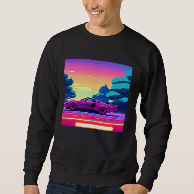 Synthwave car outrun retrowave futuresynth sci fi  sweatshirt (Front)