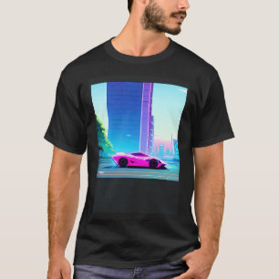 Synthwave car outrun retrowave futuresynth sci fi  T-Shirt