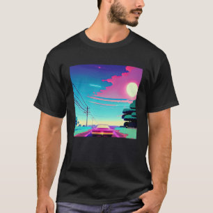 Synthwave car outrun retrowave futuresynth sci fi  T-Shirt