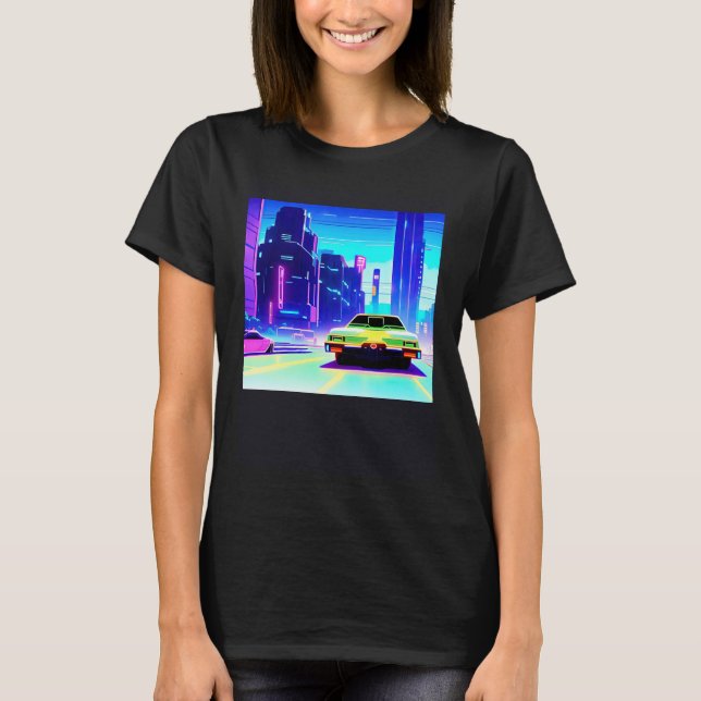 Synthwave car outrun retrowave futuresynth sci fi  T-Shirt (Front)