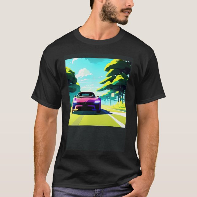 Synthwave car outrun retrowave futuresynth sci fi  T-Shirt (Front)