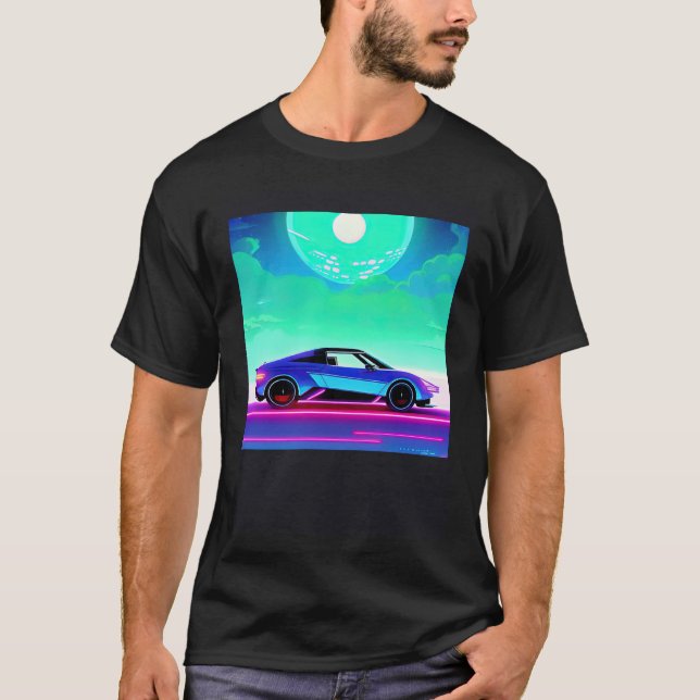 Synthwave car outrun retrowave futuresynth sci fi  T-Shirt (Front)