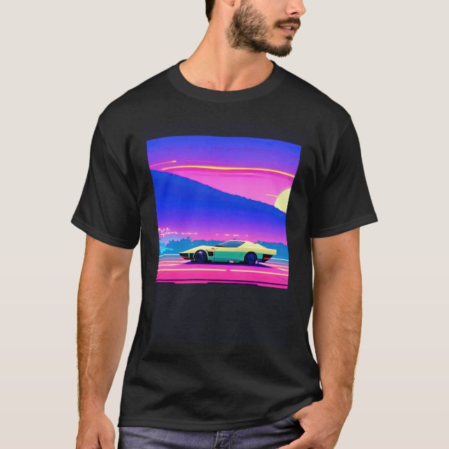 Synthwave car outrun retrowave futuresynth sci fi  T-Shirt (Front)