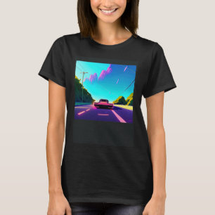 Synthwave car outrun retrowave futuresynth sci fi  T-Shirt