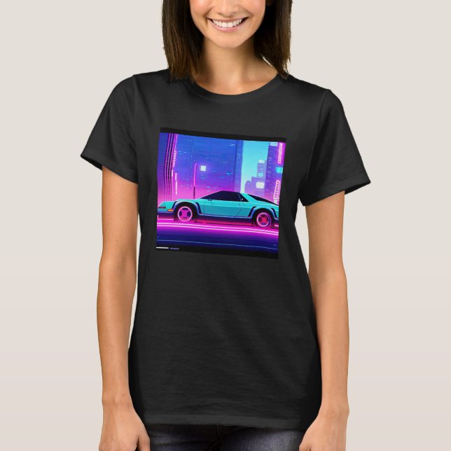 Synthwave car outrun retrowave futuresynth sci fi  T-Shirt (Front)