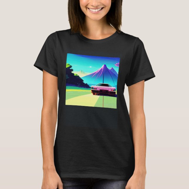 Synthwave car outrun retrowave futuresynth sci fi  T-Shirt (Front)