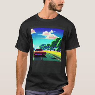 Synthwave car outrun retrowave futuresynth sci fi  T-Shirt