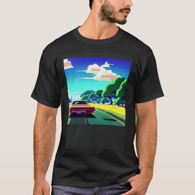 Synthwave car outrun retrowave futuresynth sci fi  T-Shirt (Front)