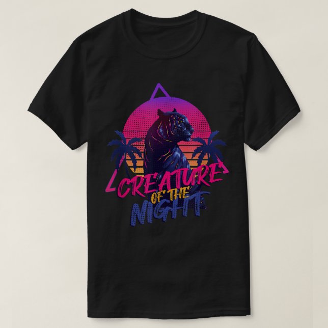 Synthwave Creature Of The Night Vaporwave Retrowav T-Shirt (Design Front)
