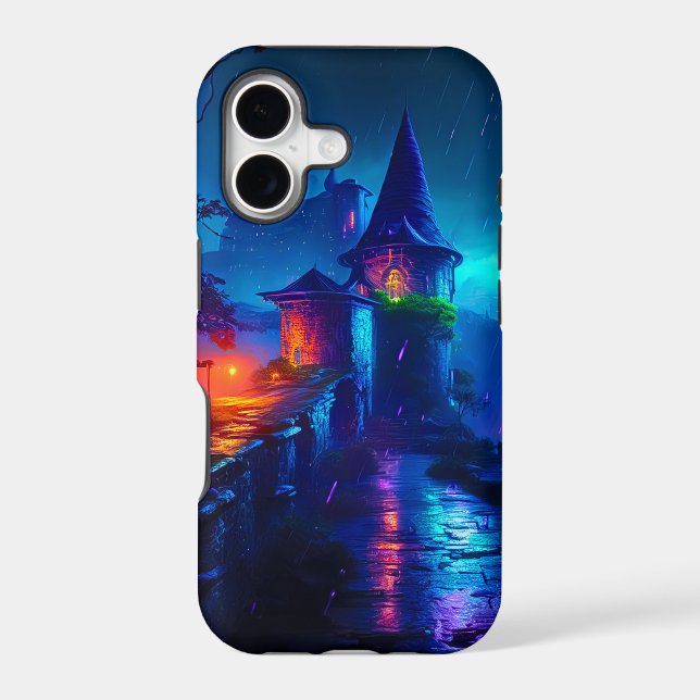 Synthwave Cyberpunk Castle Neon Fantasy Landscape (Back)