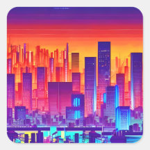 Synthwave/Cyberpunk City at Sunset