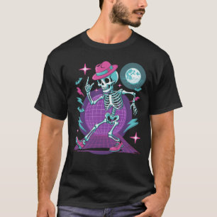 Synthwave Dancing Skeleton Retro 80s Halloween T-Shirt