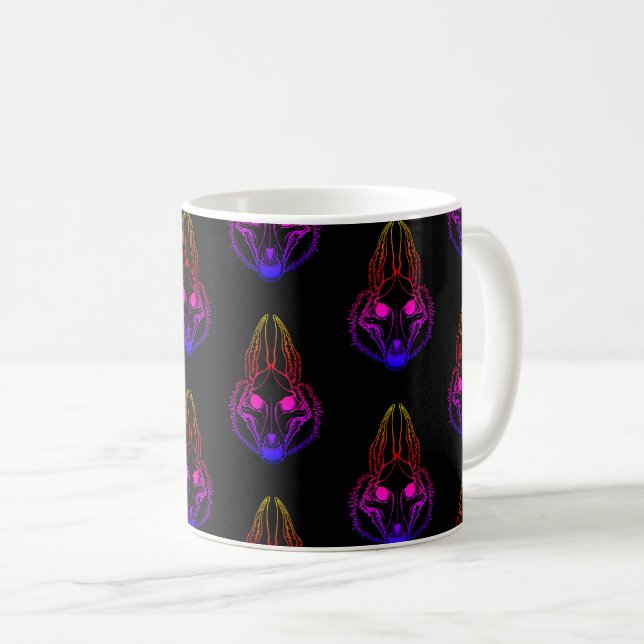 Synthwave Jackals Skull Coffee Mug (Front Right)