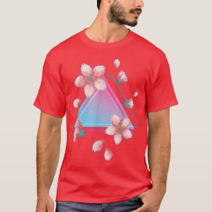 Synthwave Japan Pink Flower Sakura Vaporwave Cherr T-Shirt