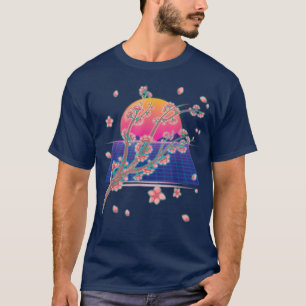 Synthwave Japan Sakura Flower 90s Vaporwave Cherry T-Shirt