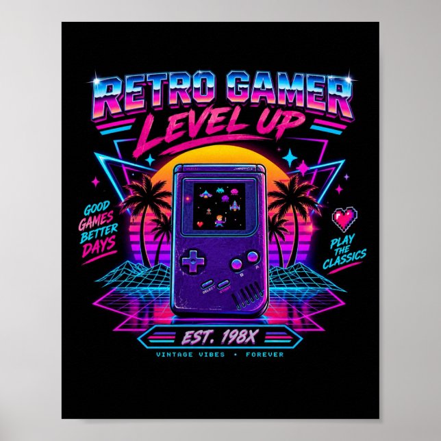 Synthwave Neon Arcade Gaming Wall Art (Front)