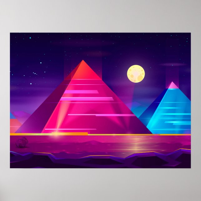 Synthwave Neon City - Egypt, pyramid Poster (Front)