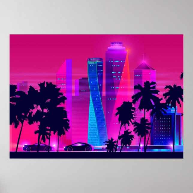 Synthwave Neon City Miami Vice Poster (Front)