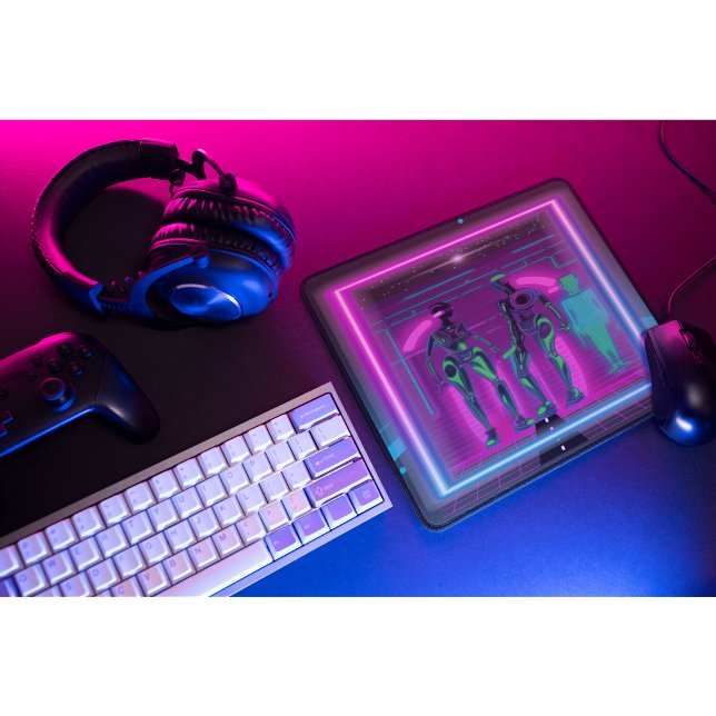 Synthwave Neon Robotic Graphic Mouse Pad (Creator Uploaded)